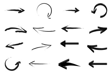 Hand drawn arrows icon set isolated