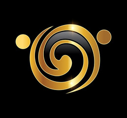 Obraz premium Golden Simple People Logo vector icon