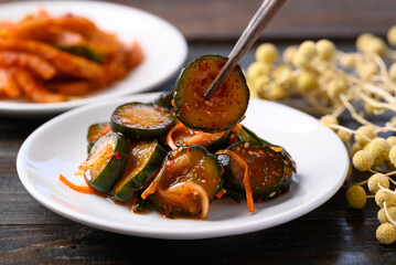 Kimchi cucumber ready to eating, Korean food homemade side dish