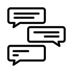 Conversation or chat icon with text in speech bubble