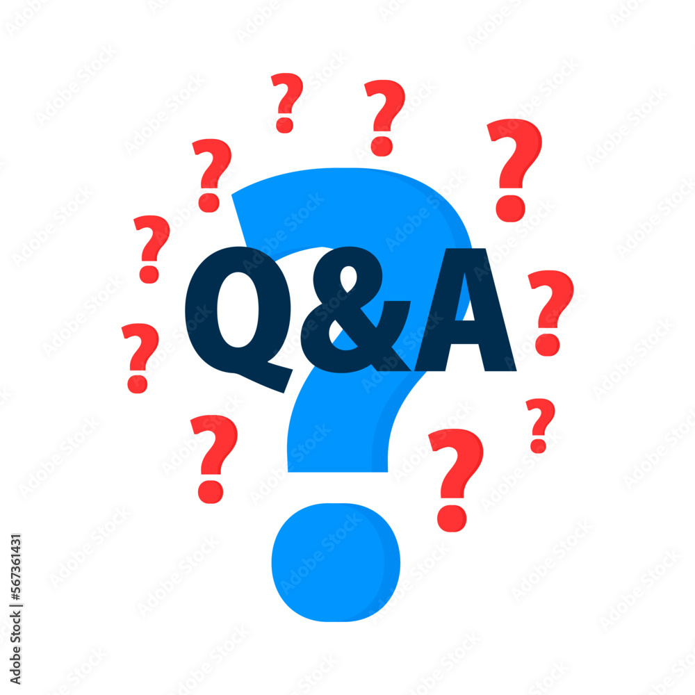 Poster questions and answers icon, q and a label.