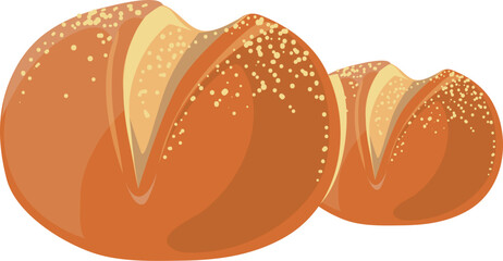 Dinner rolls. Cartoon bread bun. Bakery icon