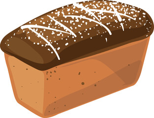 Rye bread loaf. Cartoon fresh bakery icon