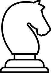 Chees knight piece line icon. Horse figure