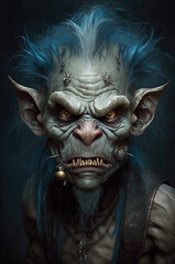 Naklejka premium Ugly Troll character. Troll portraits generated by AI.
