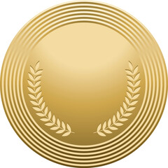 Gold round badge mockup. Metal quality medal
