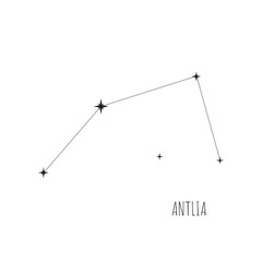 Simple constellation scheme Antlia. Doodle, sketch, drawn style. Constellation Antlia scheme collection. Stars on white background