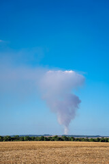Drone aerial view of amazon deforestation. Illegal forest fire in soybean and corn farm. Mato Grosso, Brazil. Concept of climate change, global warming, ecology, environment, agriculture, nature.