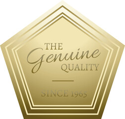 Genuine quality golden plate. Metal badge template
