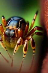 Fototapeta premium A large spider on the flower as if photographed by a macro lens