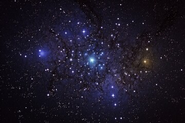 Obraz premium A field of stars in a variety of colours, from bright yellows to deep blues and purples