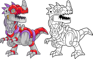 robot dinosaur ceratosaurus, funny illustration