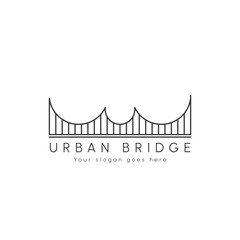 Minimalist Bridge logo design illustration. Curved bridge building linear creative symbol. vector monument building construction. Isolated background.