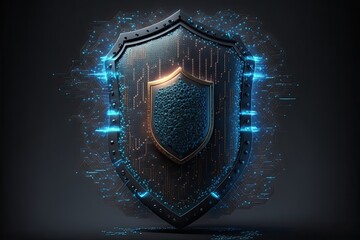 Fototapeta premium Cyber security shield technology protected data security and data privacy.Generative AI