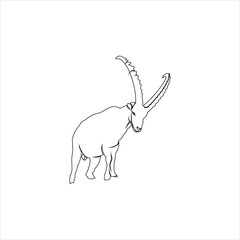 Simple line hand drawn mountain goat