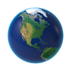 Earth Isolated transparent background 3d rendering
