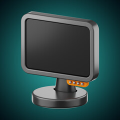 Premium computer parts display monitor icon 3d rendering on isolated background