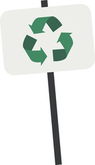 Signboard with recycle symbol flat icon