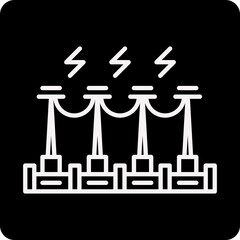 solid Power Station design vector icon