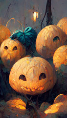 Halloween style pumpkins costume theme illustration Generative AI Content by Midjourney