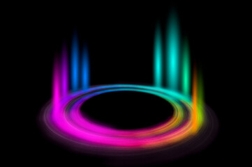 colorful circle frame circle light frame on black background