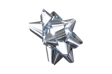 bow for gifts, gift  bow, silver color, side view