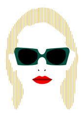 visage stylisé de femme blonde portant des lunettes de soleil