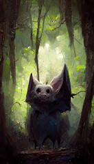 ghost bat in the forest illustration Generative AI Content by Midjourney