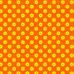 Yellow floral seamless pattern on an orange background