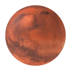 Planet Mars, the red planet isolated on transparent background 3d rendering
