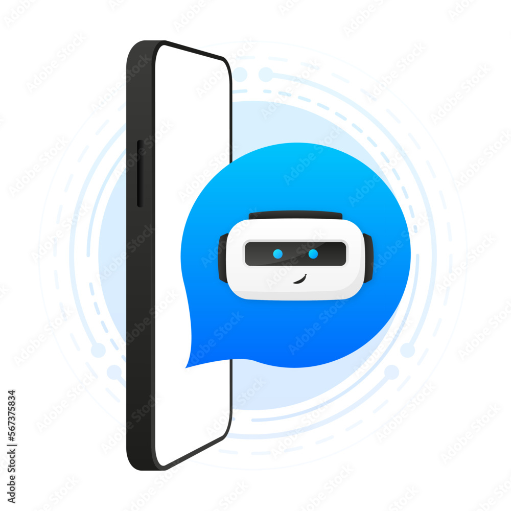 Poster chatbot support concept. communication with chatbot. online messaging with virtual bots. vector illu