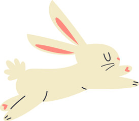 Cute easter bunny flat icon Animal run Easter holiday element