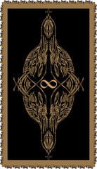 Tarot card back design. Dark nun, infinity symbol. Reverse side