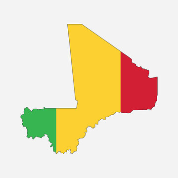 recommend clip art: Map and flag of Mali regions outline silhouette vector illustration
                    