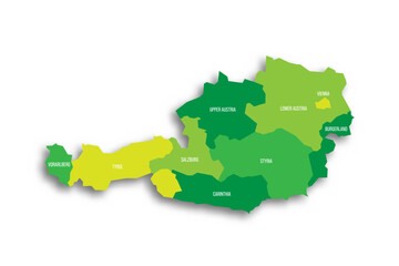 Austria political map of administrative divisions