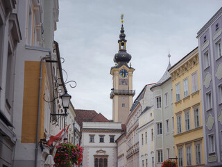 Fototapeta premium Landhaus Castle or Linzer Landhaus was built in 1571. It is architectural monument of early Renaissance. Lovers of this era try to get into this magnificent castle upon arrival in Linz.