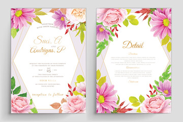 Fototapeta na wymiar wedding card with floral decoration design