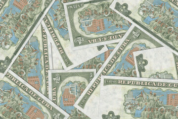 Currency of Cuba. Cuban pesos. Macro view of Cuba paper money. Close-up Cuba money