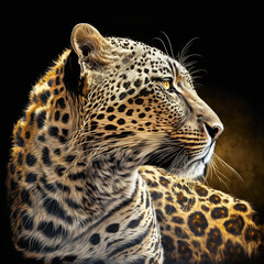 Leopard Dark Background. Generative AI.