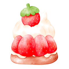 Strawberry Sweets Dessert Watercolor illustration