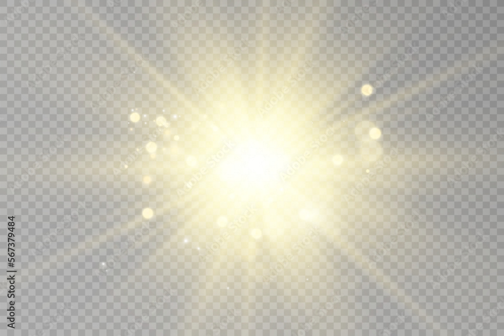 Poster special lens flash, light effect. the flash flashes rays and searchlight. illust.white glowing light