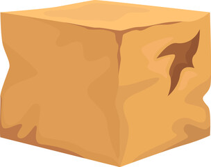 Damaged and broken cardboard box flat icon Paper packaging for parcel