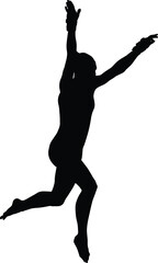 Fototapeta premium girl gymnast jump in vaulting table gymnastics black silhouette