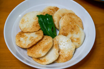 A plate of golden and delicious hand-made cuttlefish cake