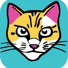 colorful cat isolated on color background. vector illustration.