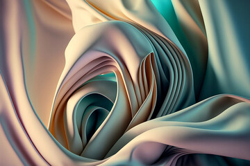 background fabric twisted interlaced with folds on the whole background of delicate colors Generative AI