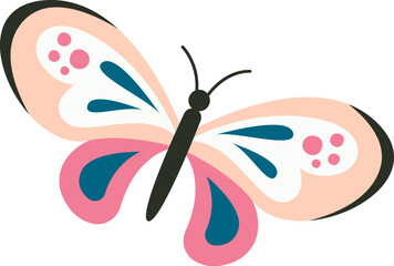 Butterfly with abstract floral pattern flat icon