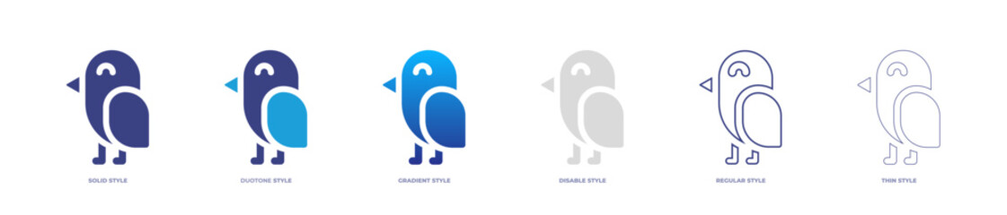 Cute bird icon set full style. Solid, disable, gradient, duotone, regular, thin. Vector illustration and transparent icon.