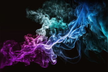 Blurred colored smoke on black background made with generativ ia