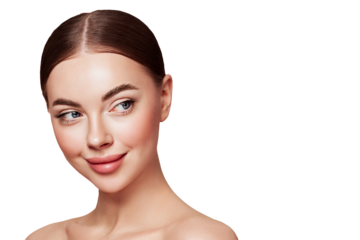 Portrait beautiful young woman with clean fresh skin. Model with healthy skin, close up portrait. Cosmetology, beauty and spa